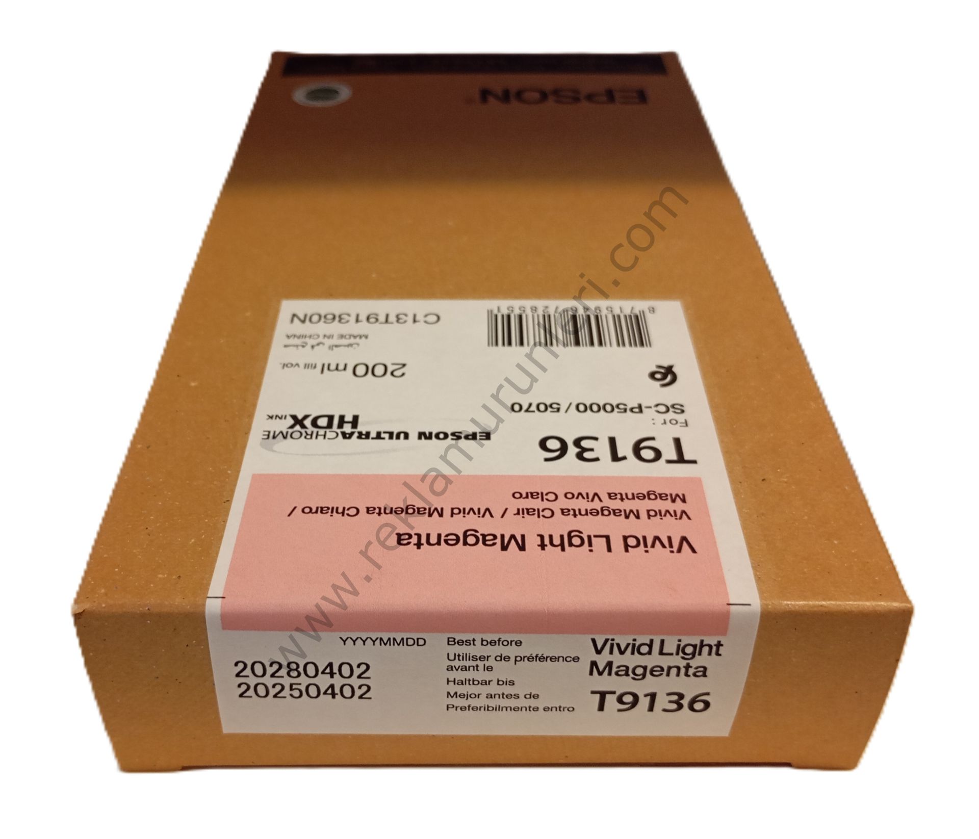 Epson T9136 Vivid Light Magenta Kartuş 200ml 2028 Tarihli