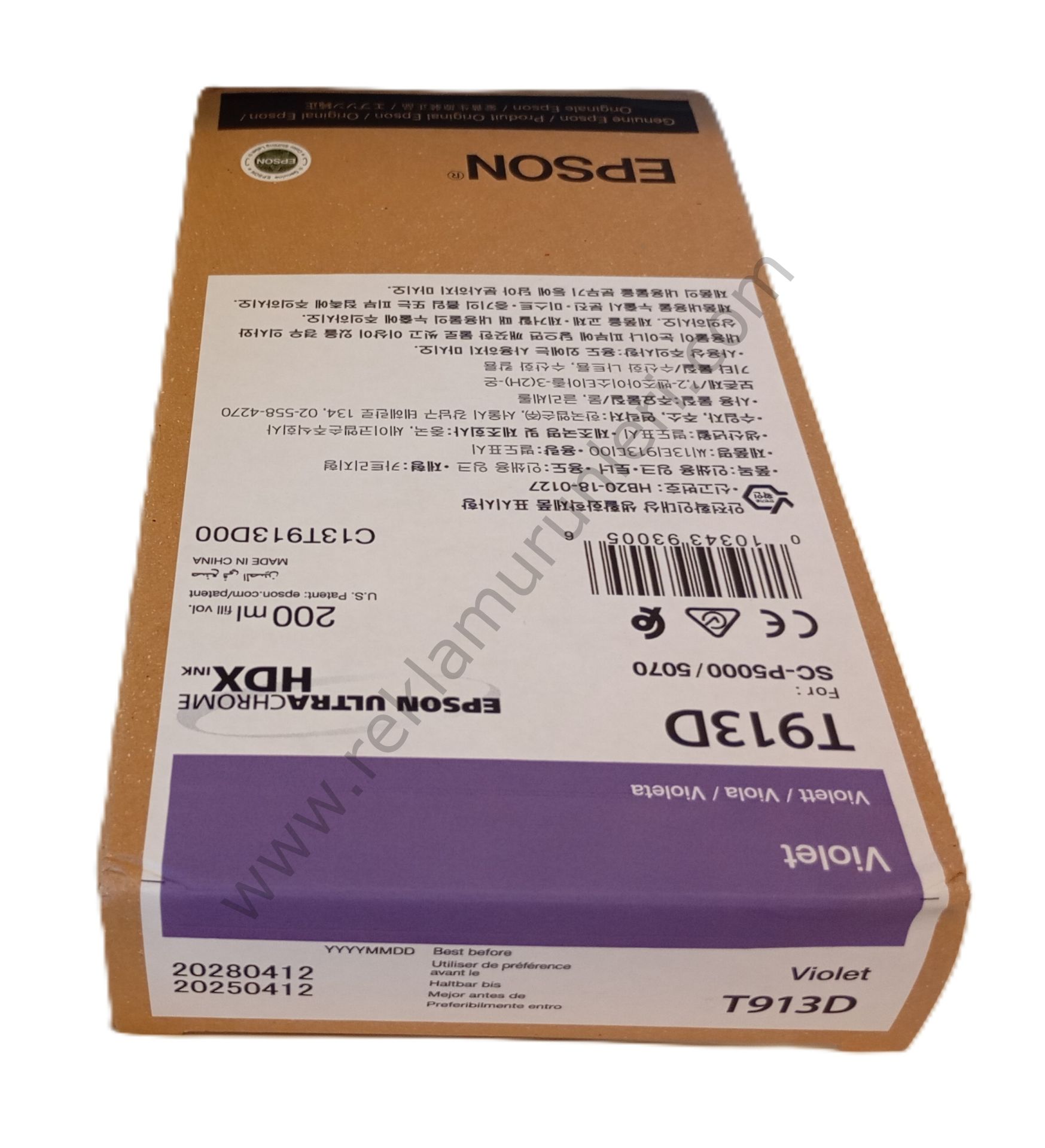 Epson T913D Violet 200ml Kartuş 2028 Tarihli