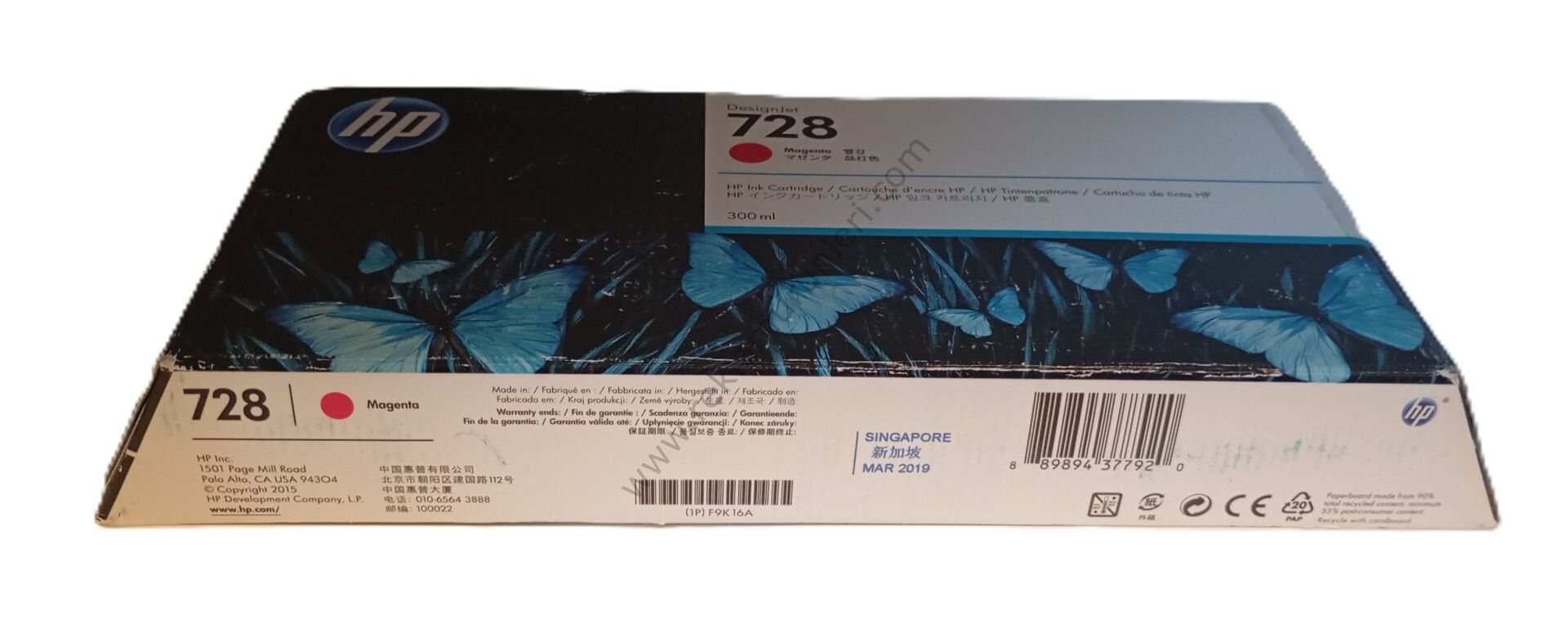 HP F9K16A Magenta Kartuş 300ml 2019 Tarihli