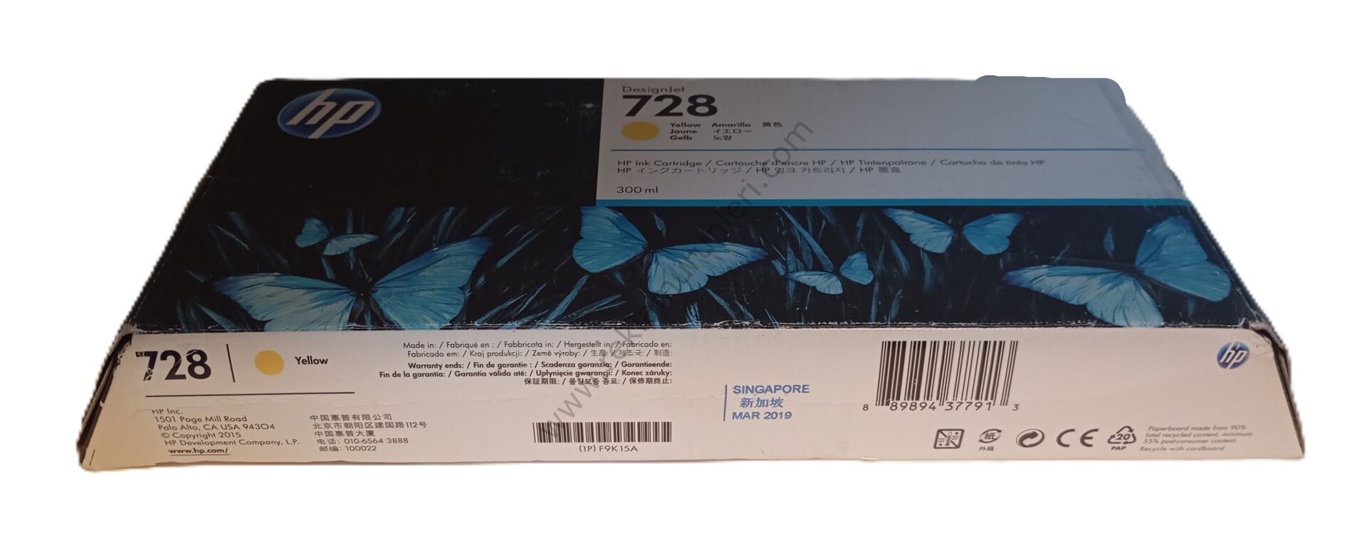 HP F9K15A Yellow Kartuş 300ml 2019 Tarihli