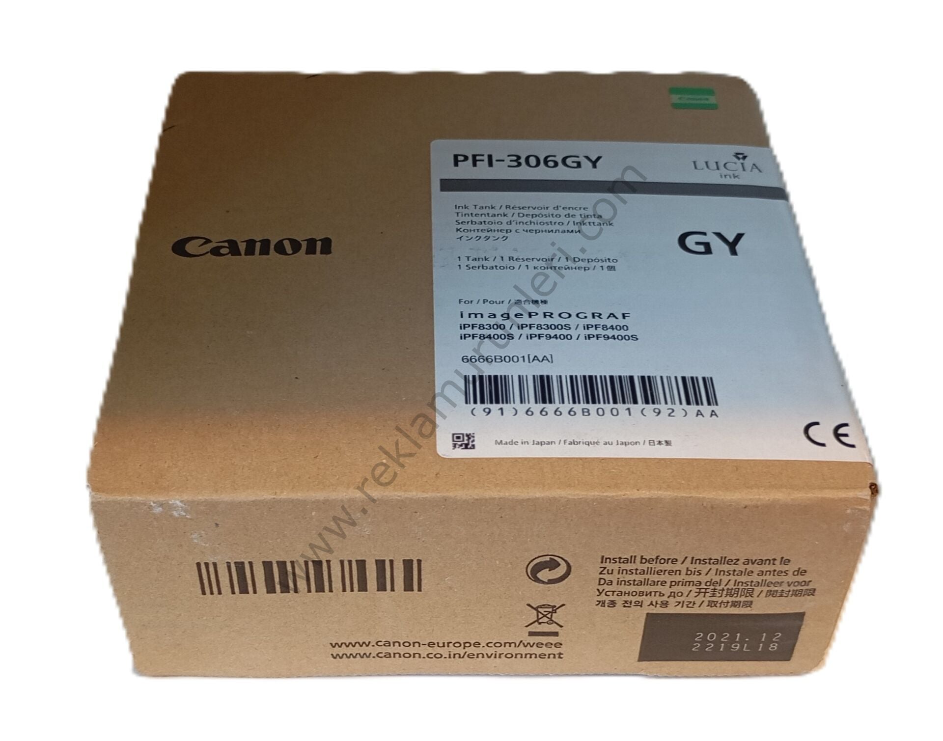 Canon PFI 306Gy Gray Kartuş 2021 Tarihli