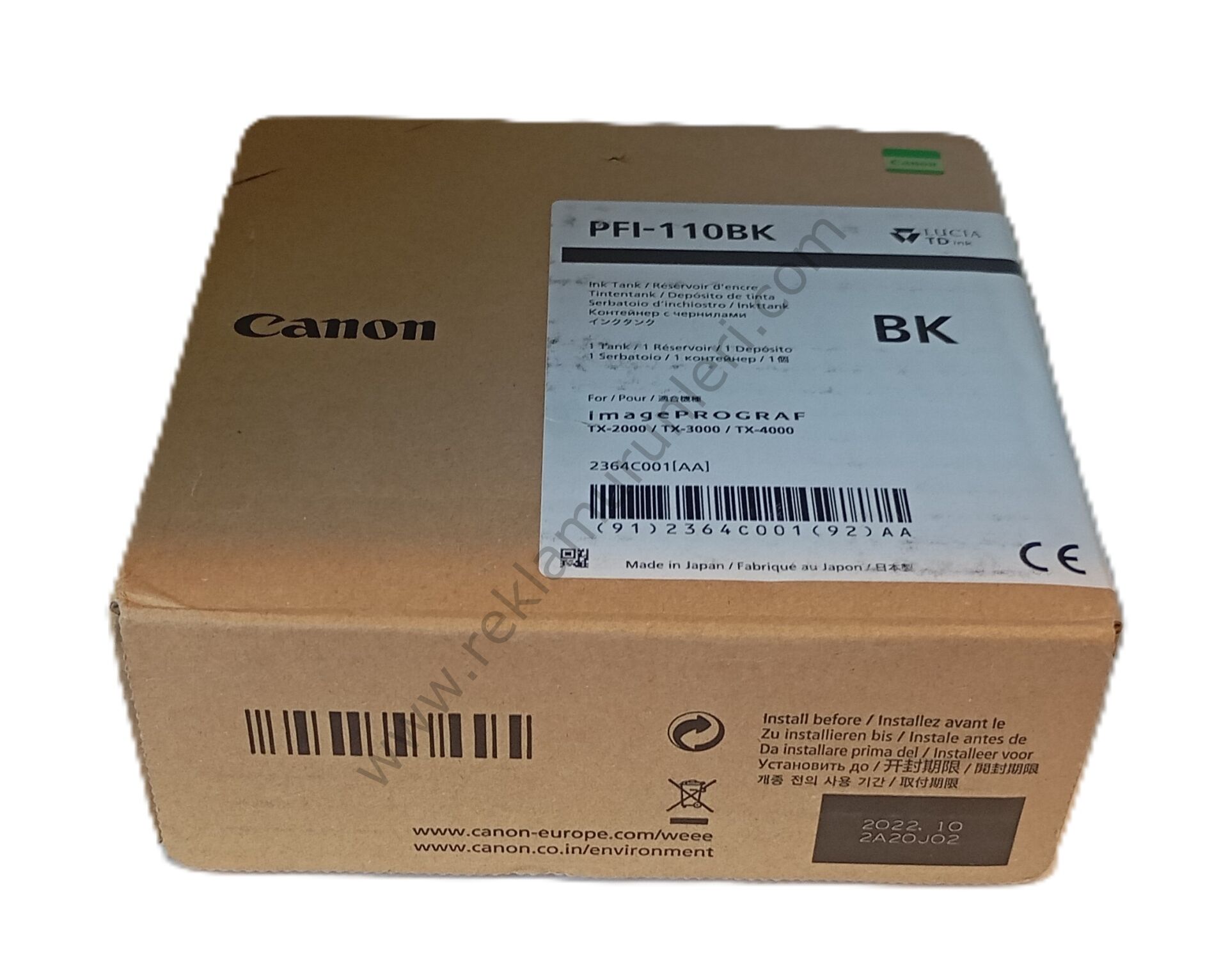 Canon PFI 110BK Photo Black Kartuş 160ml 2022 Tarihli
