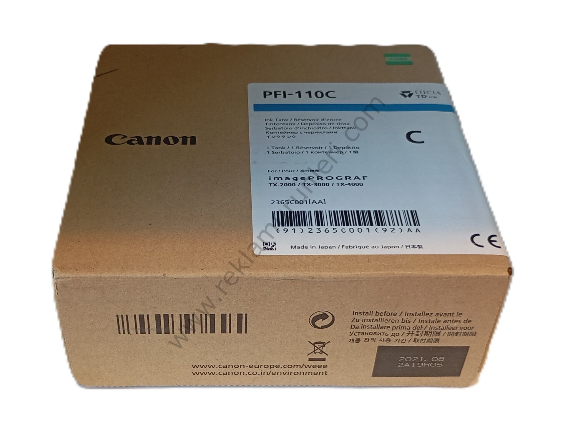 Canon PFI 110C Cyan Kartuş 160ml 2021 Tarihli