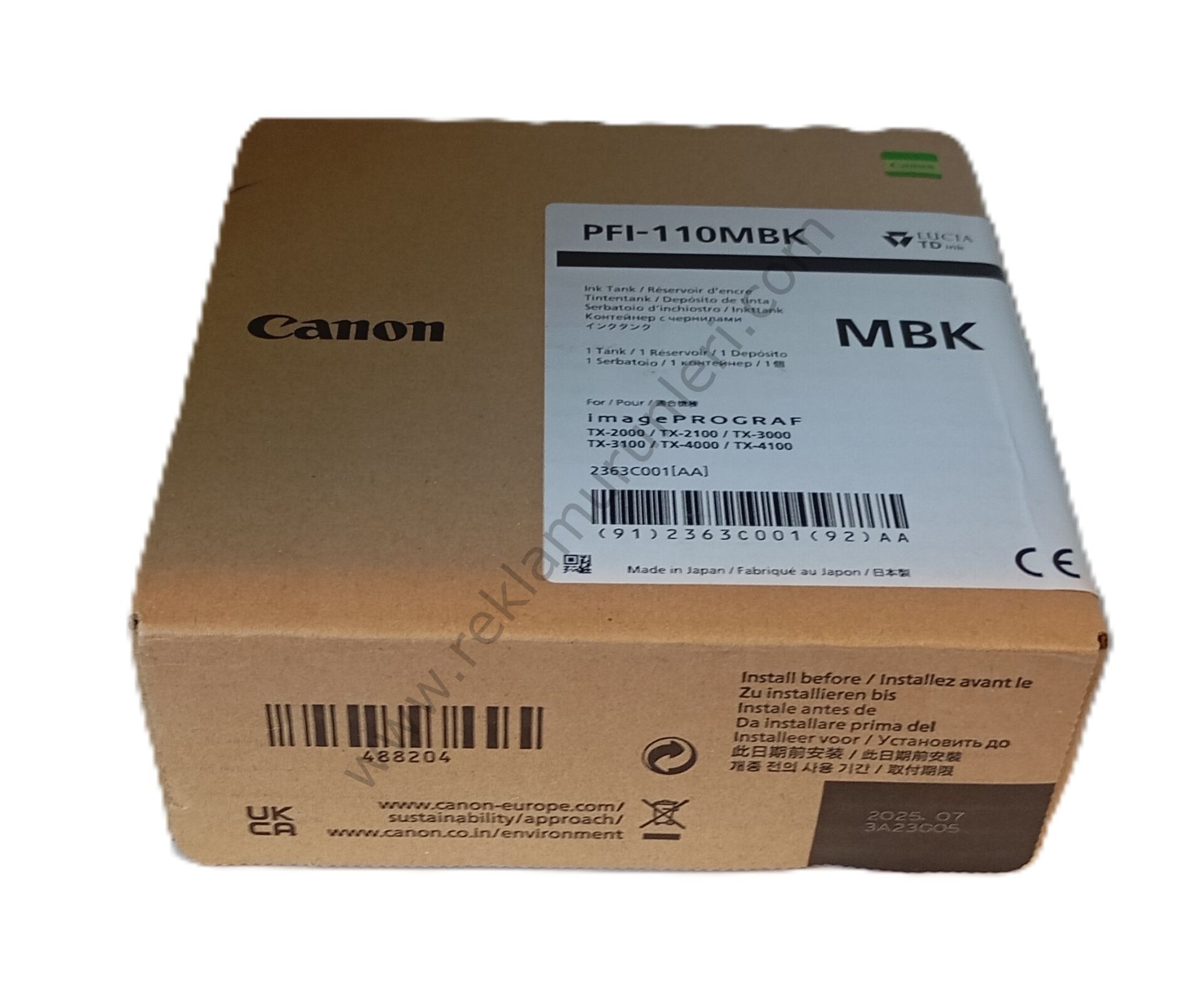 Canon PFI 110Mbk Mat Siyah Kartuş 160ml 2025 Tarihli