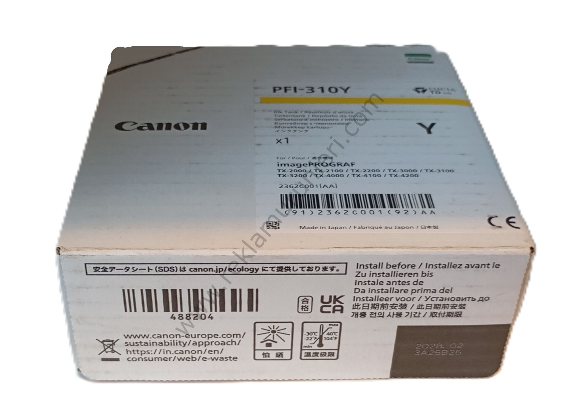 Canon PFI 310Y Yellow Kartuş 330ml 2028 Tarihli