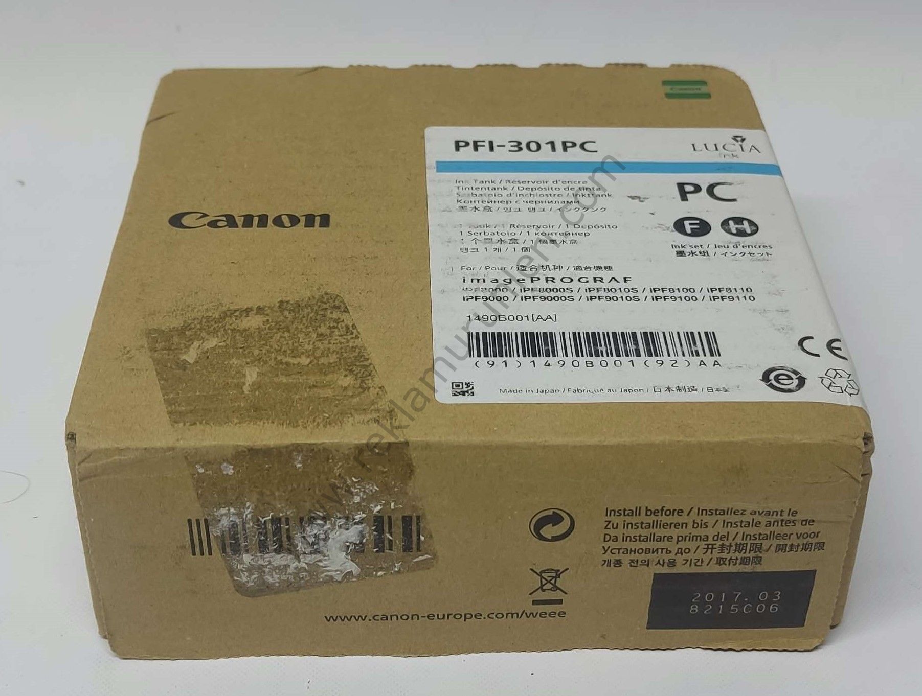 Canon PFI 301PC Photo Cyan Kartuş 330ml 2017 Tarihli