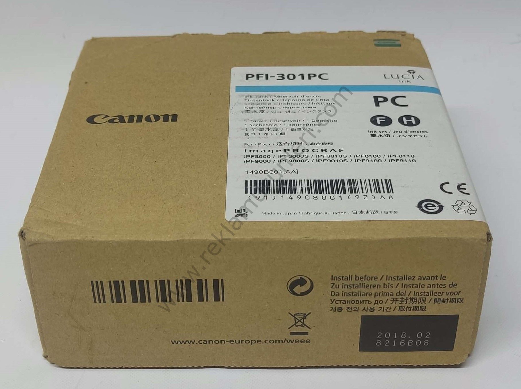 Canon PFI 301PC Photo Cyan Kartuş 330ml 2018 Tarihli