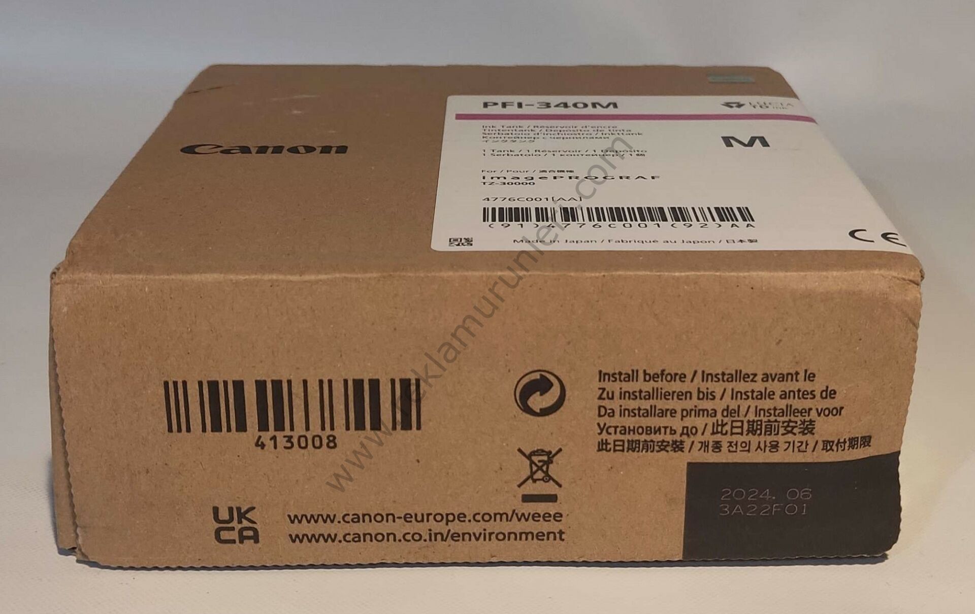 Canon PFI-340M Magenta Kartuş 330ml 2024 Tarihli