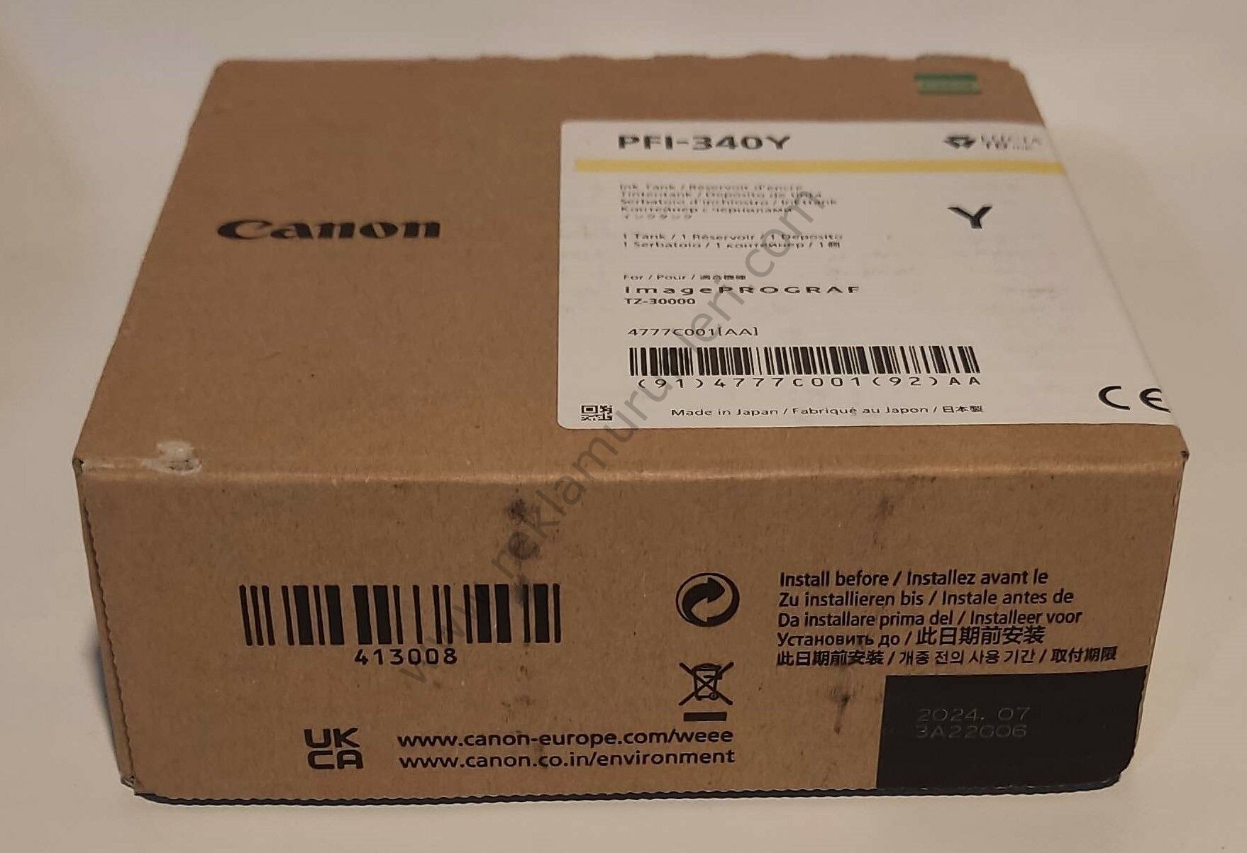 Canon PFI-340Y Yellow Kartuş 330ml 2024 Tarihli